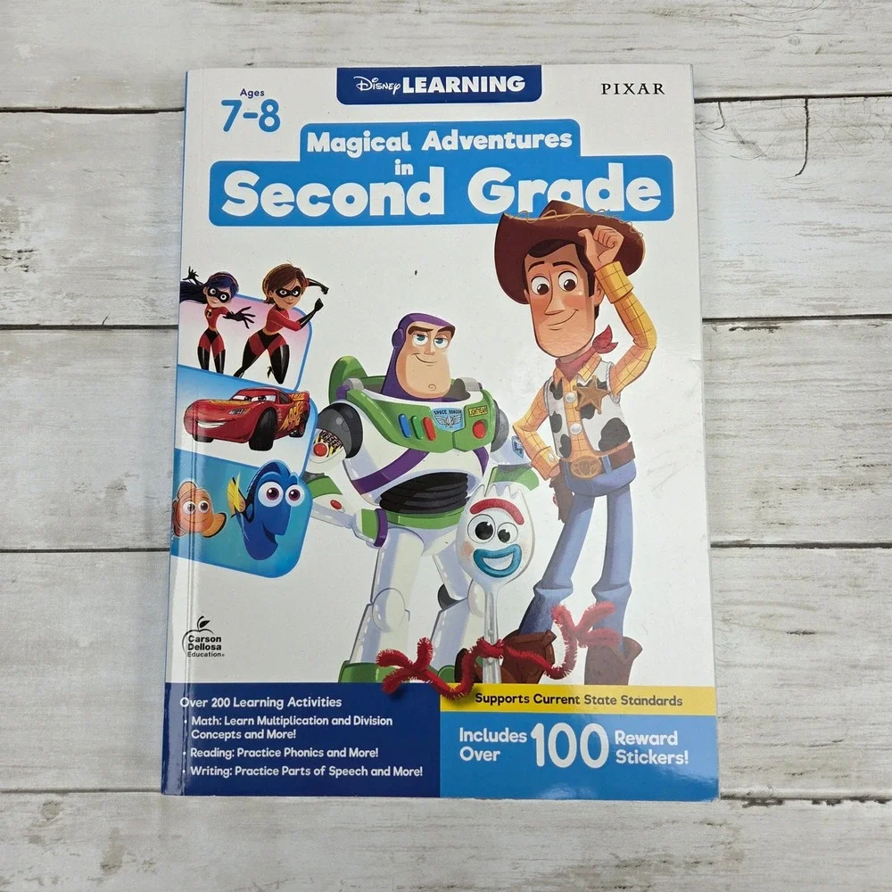 Disney Learning Magical‎ Adventures Second Grade Workbook Ages 7-8 Pixar